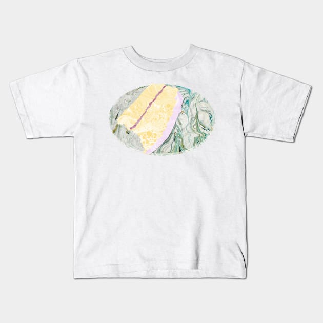 Marbled Paper Slice of Cake Kids T-Shirt by MarbleCloud